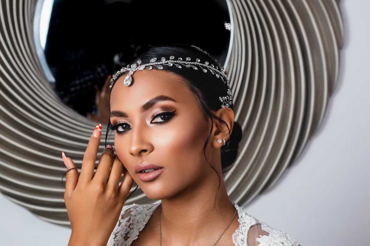 Try veils and combs with your real hairstyle, not a loose ponytail.